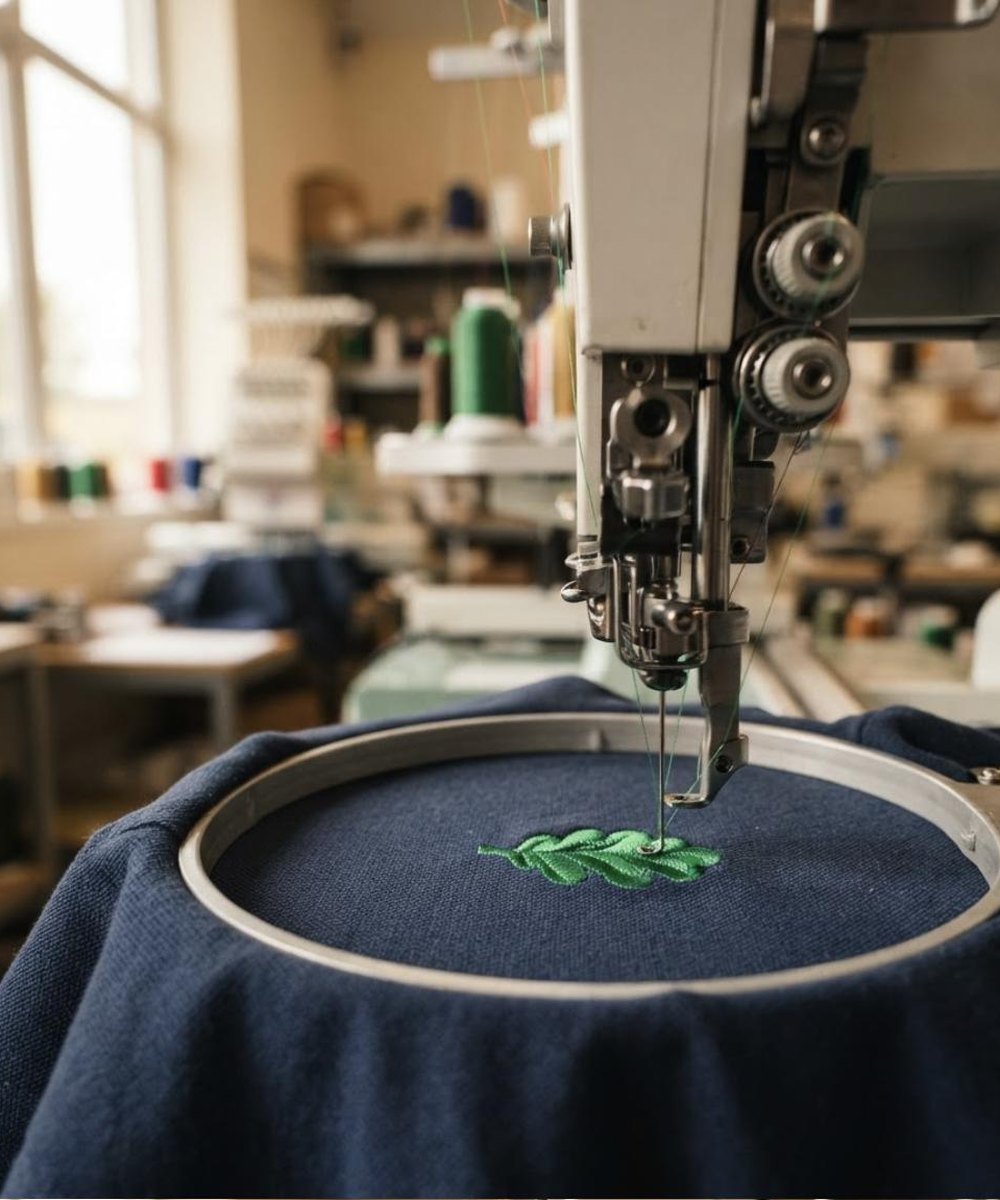 Broderie d'un logo sur un polo à l'atelier Markage.TOP