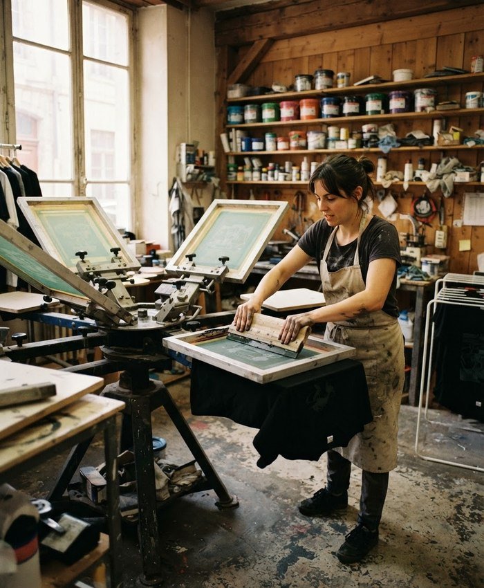 Sérigraphie textile à l'atelier Markage.TOP